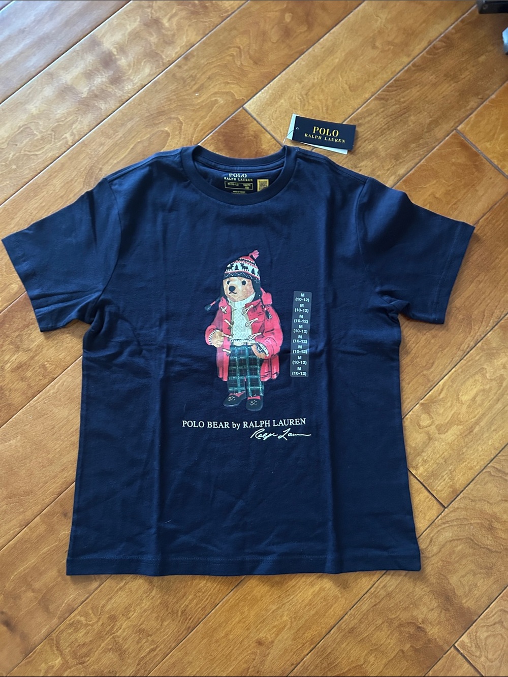 New Ralph Lauren Navy Tee with Polo Bear Graphic